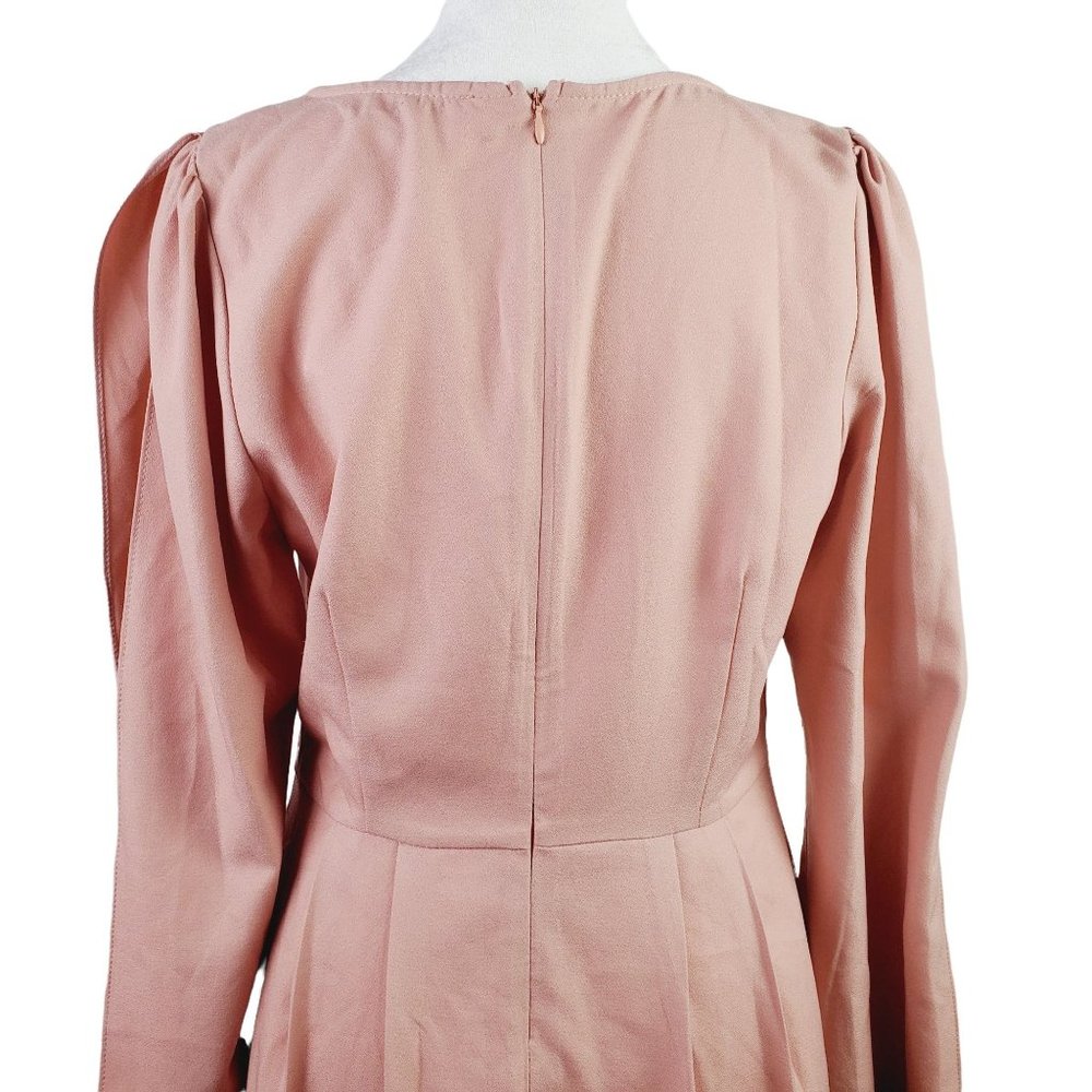 Umgee Pink Pleated A-Line Dress w/ Swirly Appliqué & Cold Shoulder Sleeve, Sz M - Picture 2 of 11